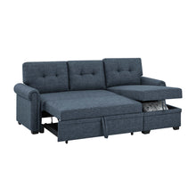 Load image into Gallery viewer, Blend Upholstered Sleeper Sofa With Reversible Chaise And Tufted Back - Dark Blue