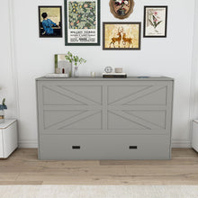 Load image into Gallery viewer, Full Murphy Bed With Storage Drawers, Charging Station, Foldable Panels, And Silent Swivel Wheels
