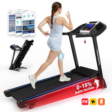 Load image into Gallery viewer, Treadmills For Home, Electric Treadmill With Automatic Incline, Foldable 3.5Hp Workout Running Machine Walking, Double Running Board Shock Absorption Pulse Sensor Bluetooth Speaker App Fitshow - Black