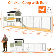 Load image into Gallery viewer, Chicken Coop, Large Outdoor Hen House With Run And Nesting Box Poultry Cage, Rabbit Hutch - Gray Green