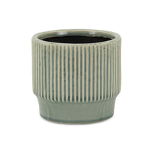 Load image into Gallery viewer, Striped Round Pot Planter (487432) - Green