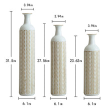 Load image into Gallery viewer, Floor Metal Vase Modern Style Decoration Home Metal Vase 3 Piece Set Gorgeous Home Decoration Large Glazed Metal Vase - Gold / White
