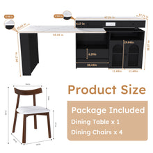 Load image into Gallery viewer, Retro Kitchen Island Set With Chairs, Extendable & Rotating Table, 4 Drawers & Door Cabinets