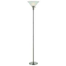 Load image into Gallery viewer, Torchiere Floor Lamp With Clear Frosted Glass Dome Shade - Nickel