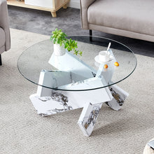 Load image into Gallery viewer, Modern Round Glass Coffee Table With Tempered Glass