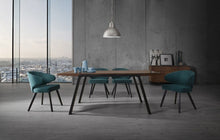 Load image into Gallery viewer, Upholstered Fabric Wing Back Dining Arm Chairs (Set of 2) - Teal Blue