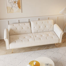 Load image into Gallery viewer, Luxurious Sofa Bed With Nail Head Trim And Matching Pillow