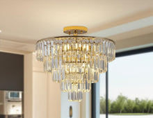 Load image into Gallery viewer, Ten Light Metal Semi-Flush Chandelier With Gold Shades - Gold