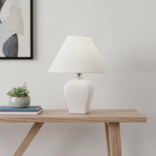 Load image into Gallery viewer, Ceramic Bedside Table Lamp With Off-White Shade - White