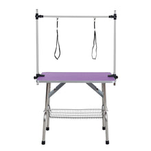 Load image into Gallery viewer, Folding Dog Pet Grooming Table Stainless Steel Frame Rubber Mat On Board With Adjustable Arm And Clamps Pet Dog Cat Grooming Table