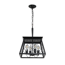 Load image into Gallery viewer, Four Light Metal Chandelier With Shades - Black
