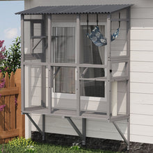Load image into Gallery viewer, Large Walk In Outdoor Catio For Cats With Roof And 3 Access Doors - Gray