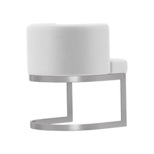 Load image into Gallery viewer, Upholstered Fabric Wing Back Dining Arm Chair - White