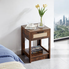 Load image into Gallery viewer, 15.75" Rattan End Table With Drawer, Modern Nightstand, Side Table For Living Room, Bedroom