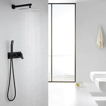 Load image into Gallery viewer, Brass Shower System With 10" Rainfall Shower Head And Handheld Sprayer - Matte Black