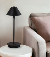 Load image into Gallery viewer, Metal Bedside Table Lamp With Black Cone Shade - Black