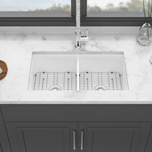 Load image into Gallery viewer, Elegant Dual Mount 32" Undermount Double Bowl Ceramic Kitchen Sink - White