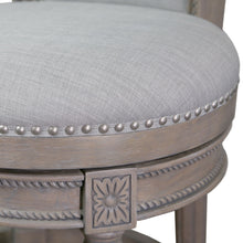 Load image into Gallery viewer, 25" Solid Wood And Fabric Counter Height Swivel Bar Chair - Champagne / Gray