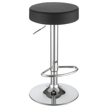 Load image into Gallery viewer, Adjustable Hydraulic Bar Stool With Base And Padded Seat - Black / Silver