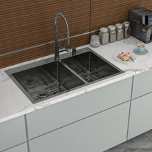 Load image into Gallery viewer, Double Bowl Kitchen Sink 16 Gauge 33" X 22" With 2 10" Deep Basins - Gunmetal Black