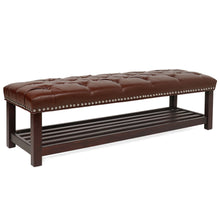 Load image into Gallery viewer, Bedroom End Of Bed Bench Tufted Upholstered End Of Bed Bench End Of Bed Entrance Shoe Bench With Nailhead Trim And Shelf Bedroom Upholstered Bench Living Room Shoe Rack Footstool