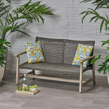 Load image into Gallery viewer, Hampton - Outdoor Wood And Wicker Loveseat - Gray