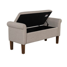 Load image into Gallery viewer, Upholstered Storage Bench With Rolled Armrests - Beige