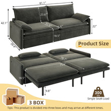 Load image into Gallery viewer, 4 Seat Convertible Sleeper Sofa Bed, Modern With Storage