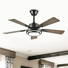 Load image into Gallery viewer, 5 Blades Ceiling Fan With LED Light 3000 - 6500K Dimmable, 6 Speed Levels, Reversible Ceiling Fan - Matte Black