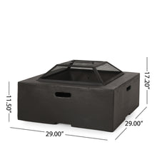 Load image into Gallery viewer, Outdoor Square Mgo Wood Burning Fire Pit - Dark Gray