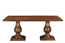 Load image into Gallery viewer, 75" Wood Double Pedestal Base Dining Table - Dark Brown