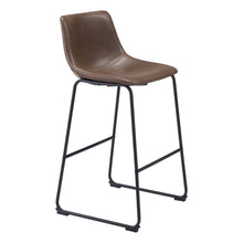 Load image into Gallery viewer, 29" Faux Leather And Steel Counter Height Bar Chairs (Set of 2) - Espresso / Black