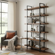 Load image into Gallery viewer, Six Tier Etagere Bookcase - Brown