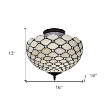 Load image into Gallery viewer, Tiffany Style Two Light Semi Flush Ceiling Lamp - Black / White