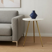 Load image into Gallery viewer, Stone And Metal Tray Table (605372) - White / Gold