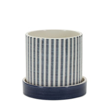 Load image into Gallery viewer, Striped Round Pot Planters (Set of 2) - Blue / White