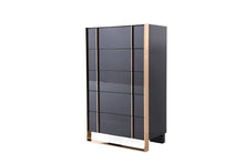 Load image into Gallery viewer, Solid Wood Stainless Steel Five Drawer Chest - Black Gold