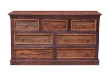 Load image into Gallery viewer, Distressed Solid And Reclaimed Wood Seven Drawer Double Dresser - Brown