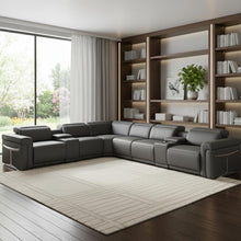 Load image into Gallery viewer, Italian Leather Modular L-Shaped Eight Piece Corner Sectional With Console - Gray