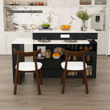 Load image into Gallery viewer, Retro Kitchen Island Set With Chairs, Extendable & Rotating Table, 4 Drawers & Door Cabinets
