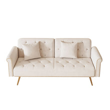 Load image into Gallery viewer, Luxurious Sofa Bed With Nail Head Trim And Matching Pillow