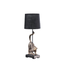 Load image into Gallery viewer, Monkey Table Lamp With Black Drum Shade - Antiqued Gold