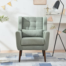 Load image into Gallery viewer, Modern Accent Chair, Teddy Fabric Living Room Chairs Comfy Reading Chair, Mid Century Accent Chair, Lounge Arm Chairs Armchair For Living Room Bedroom - Light Green