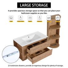 Load image into Gallery viewer, Modern Wall Mounted Bathroom Vanity With Ceramic Sink And Storage Rack, 2 Soft Close Drawers
