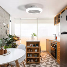 Load image into Gallery viewer, Enclosed Ceiling Fan With Light And Remote, Flush Mount Bladeless Low Profile - White