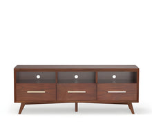 Load image into Gallery viewer, Mahogany Solids & Veneer Open Shelving TV Stand - Brown