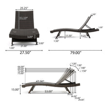 Load image into Gallery viewer, Mysticism Outdoor Chaise Lounge With Adjustable Backrest And Foldable Legs - Brown Multi