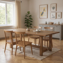 Load image into Gallery viewer, 84" Solid Wood Trestle Base Dining Room Table - Brown
