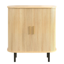 Load image into Gallery viewer, Fluted Wine Bar Cabinet With 8 Grid Wine Rack, 5 Level Adjustable Shelves, 2 Glass Holders