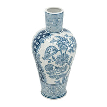 Load image into Gallery viewer, Floral Round Porcelain Table Vase - Light Blue / White
